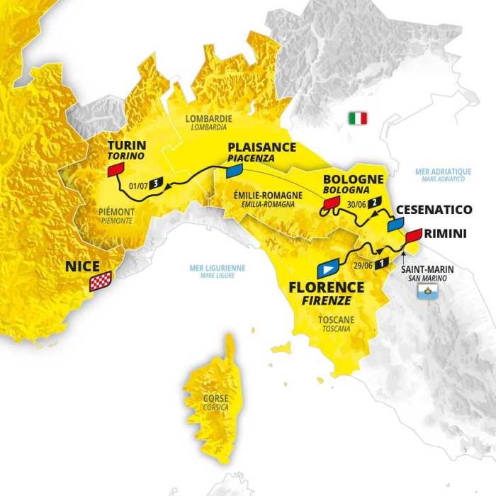 Tour de France 2024 - Grand Depart | úvodní 2 etapy - lety z/do Vídně