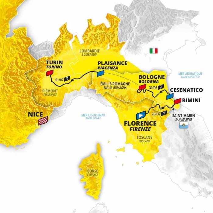 Tour de France 2024 - Grand Depart | úvodní 2 etapy - lety z/do Vídně
