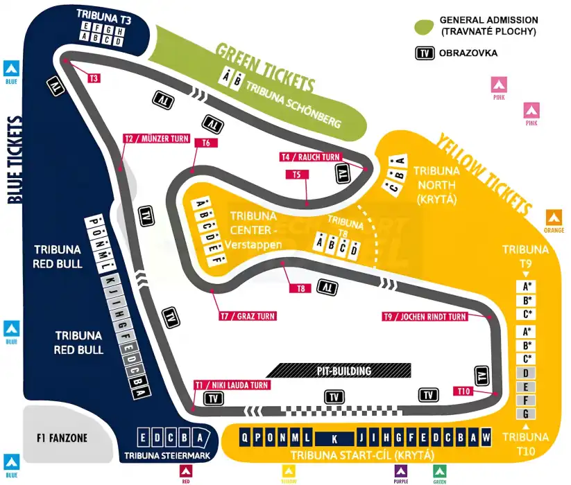 F1 - Velká cena Rakouska 2026 - hlavní závod - Verstappen BUS - trasa Morava
