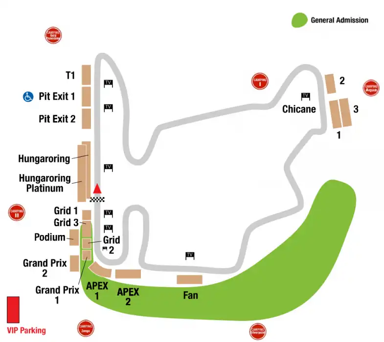 VIP parkování na F1 - Velká cena Maďarska 2026 - pá + so + ne